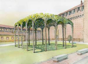 Pergolato dei gelsi ambientato, progetto di Filippo Pizzoni